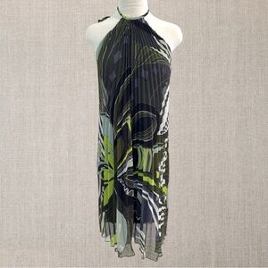 Vintage Frank Lyman Chic Halter Neck Dress with Abstract Print